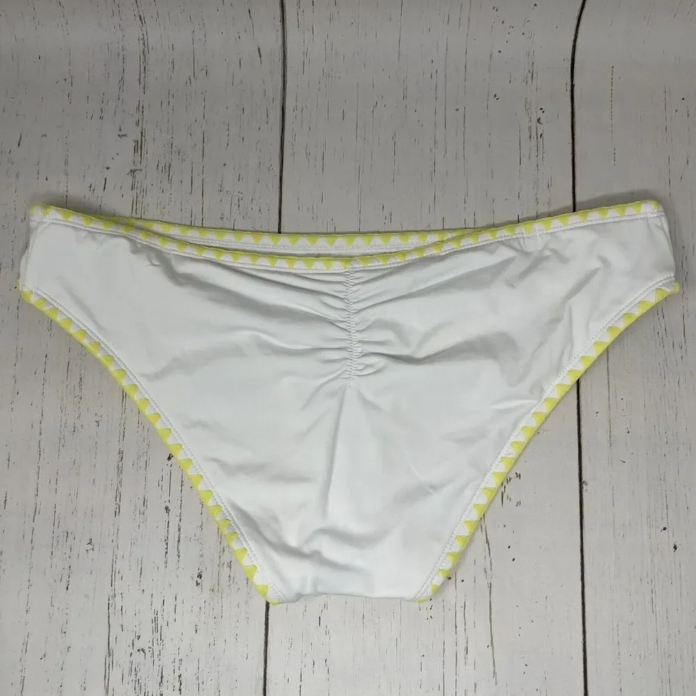 Lucky Brand Shoreline Hipster Swim Bottom Womens XL White Embroidered MSRP $64